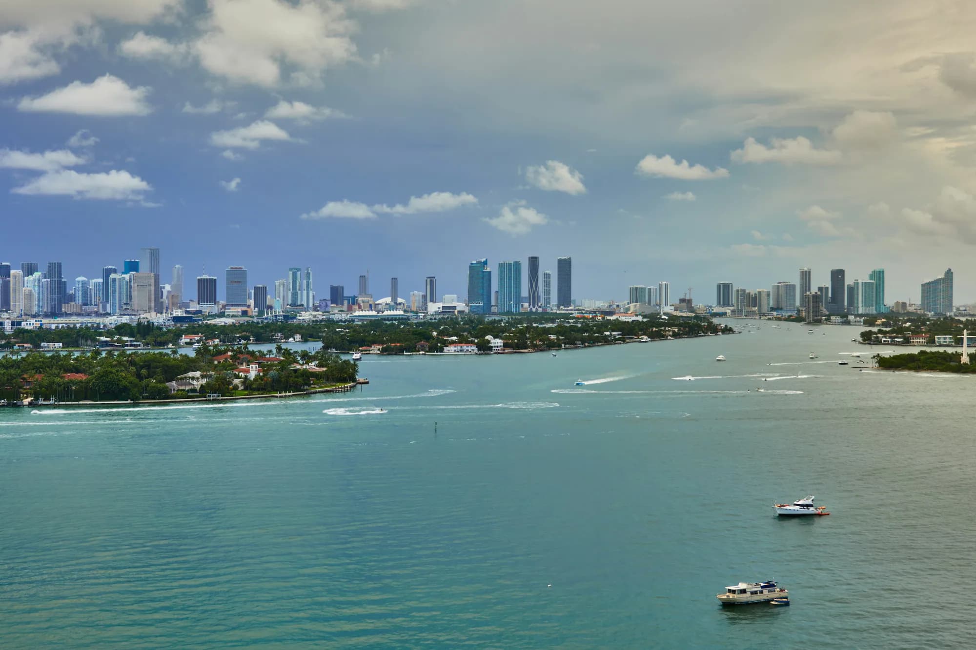 Miami, Florida skyline and Biscayne Bay waterfront