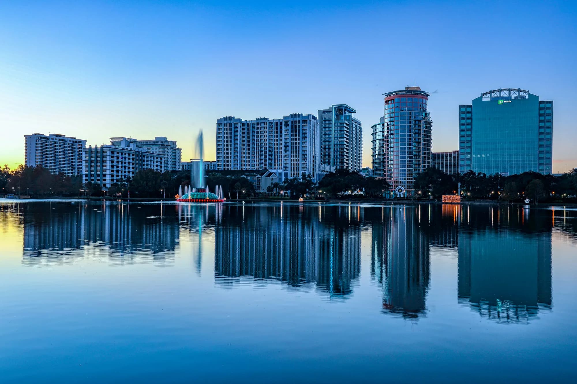 Orlando, Florida downtown and Lake Eola area cityscape