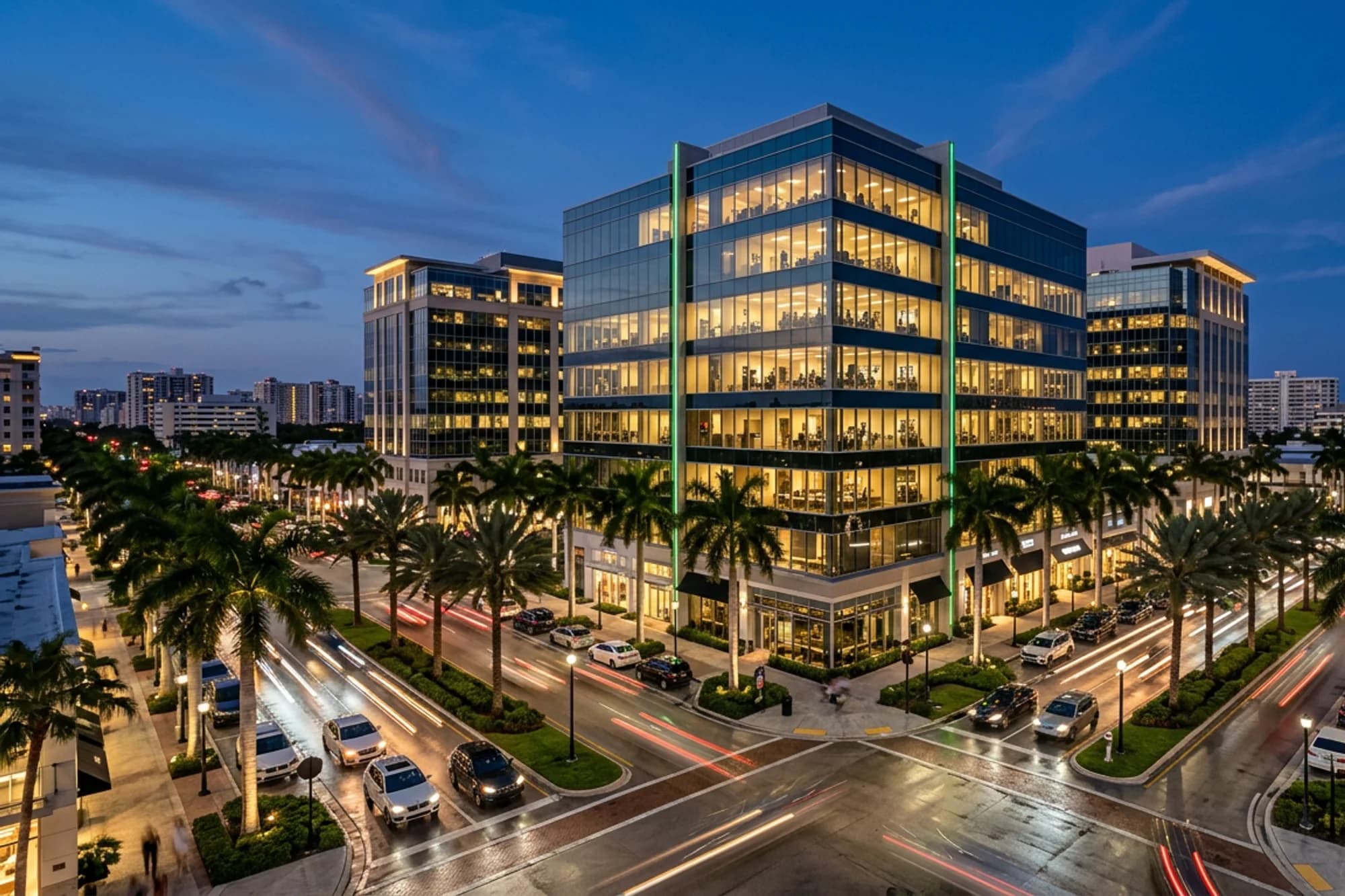 Boca Raton, Florida upscale cityscape and business district