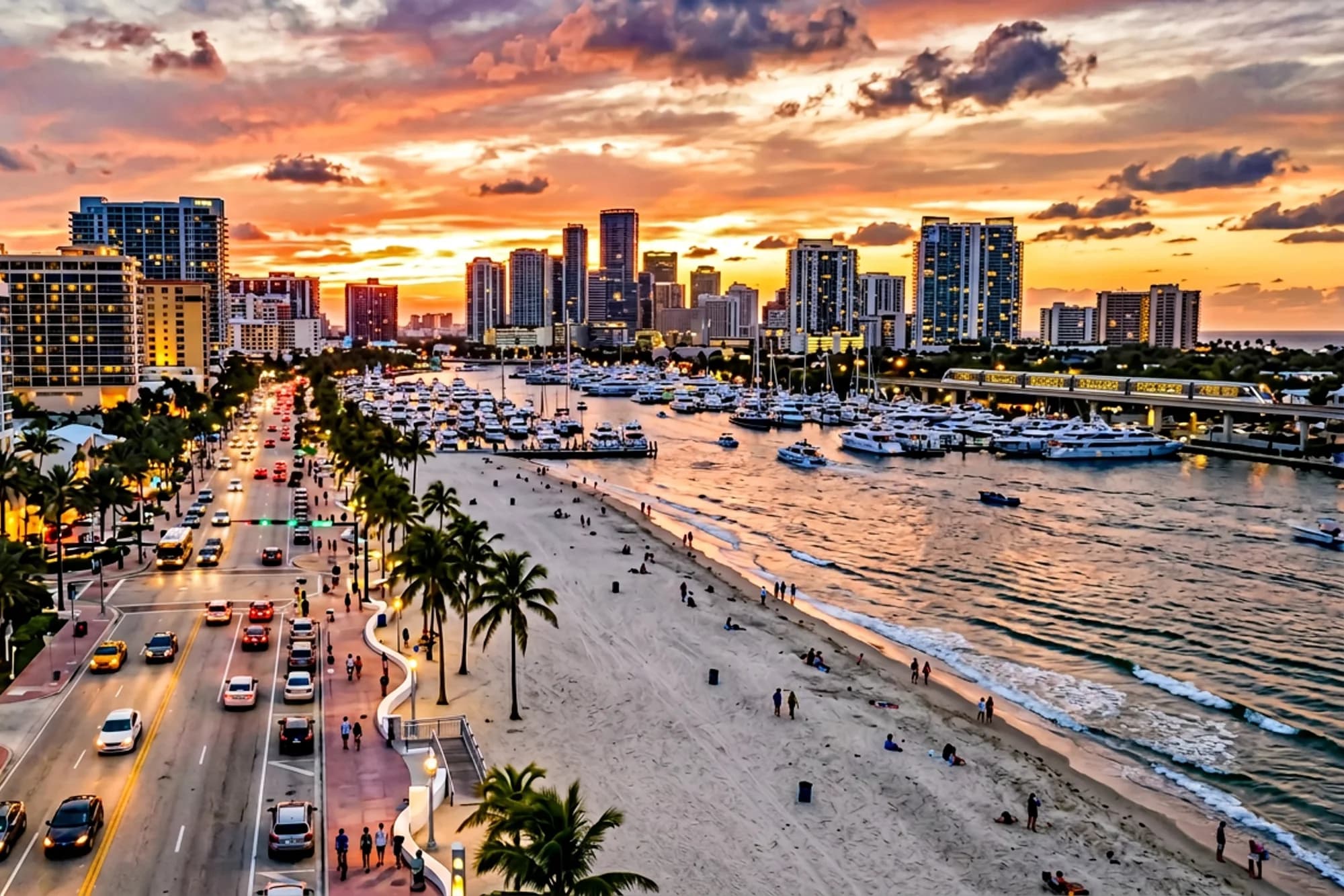 Fort Lauderdale, Florida beachfront skyline and Intracoastal