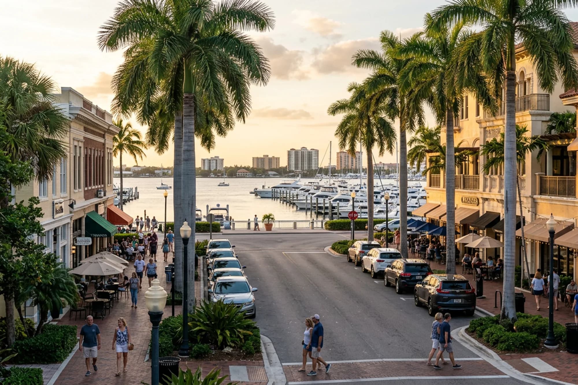 Fort Myers, Florida river district and Gulf coast city