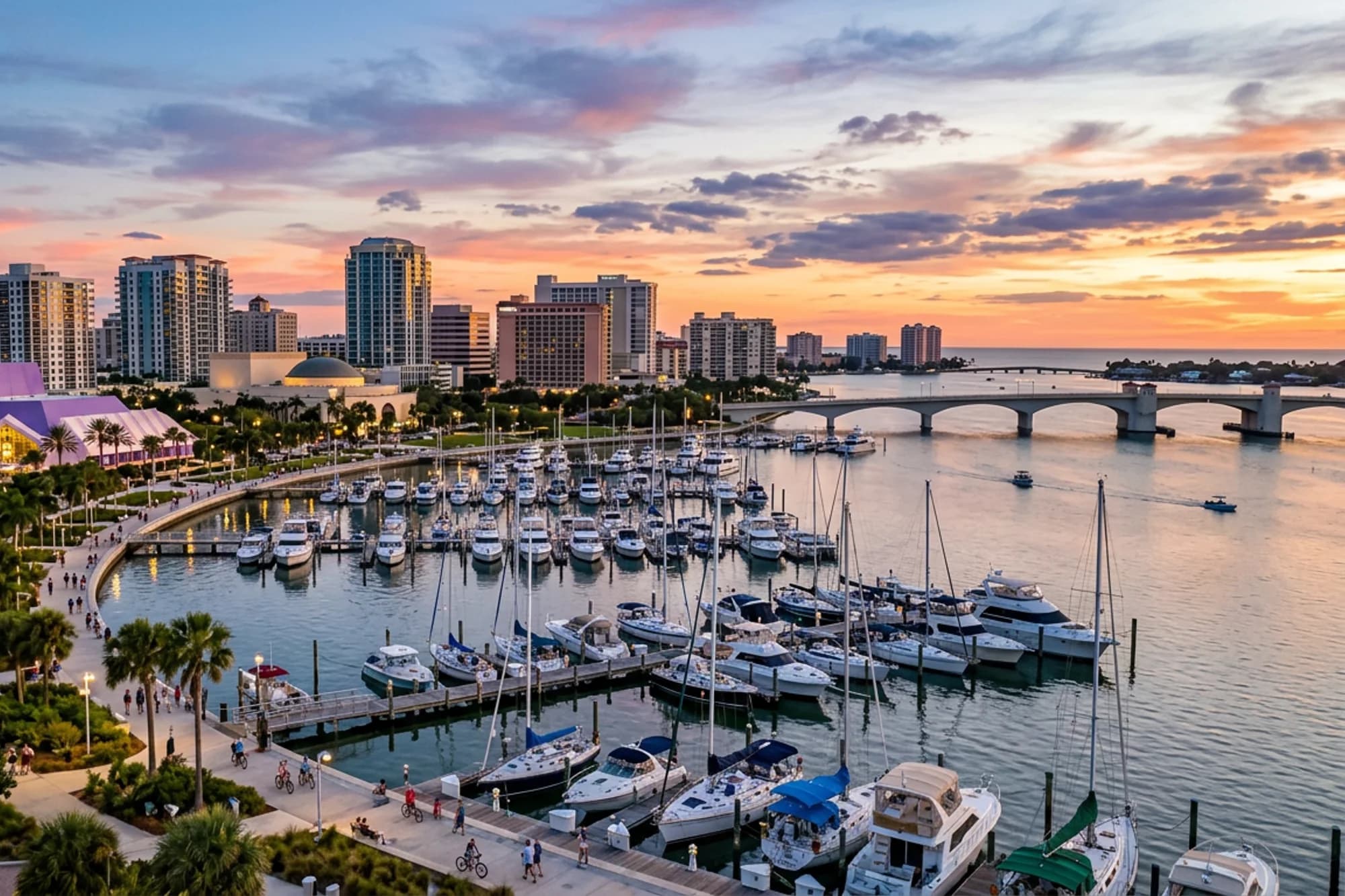 Sarasota, Florida bayfront marina and cultural district